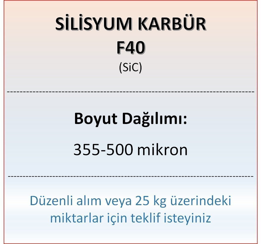 Silisyum Karbür F40 - SiC - 355-500 mikron 500 gram
