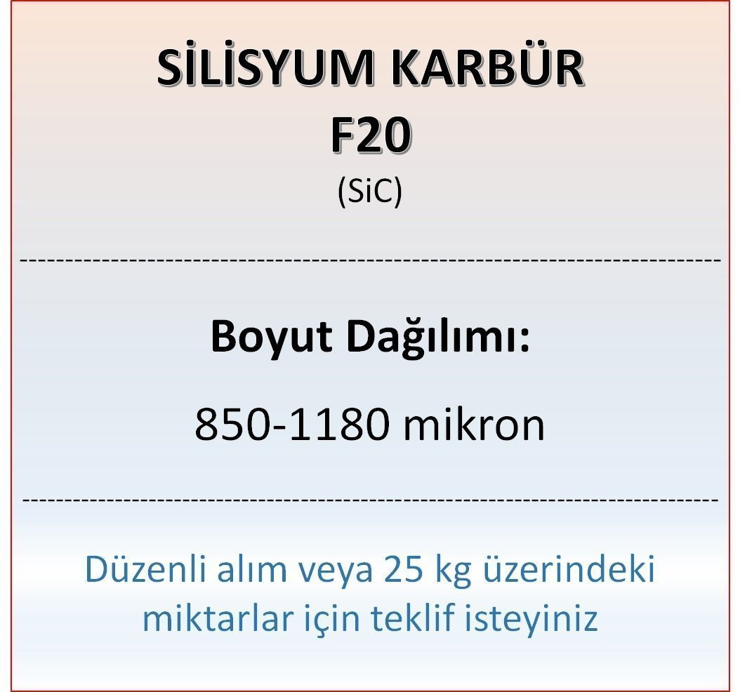 Silisyum Karbür F20 - SiC - 850-1180 mikron 500 gram