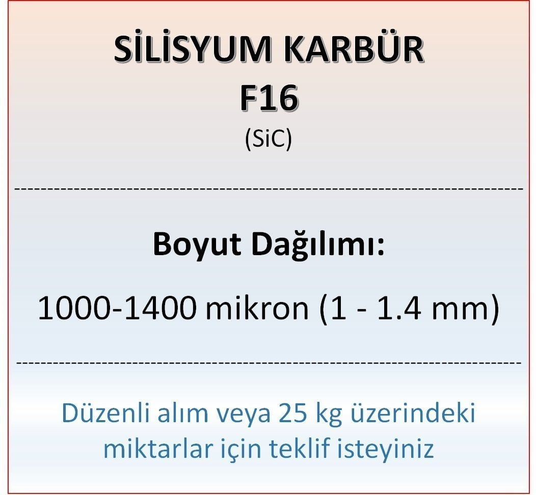Silisyum Karbür F16 - SiC - 1000-1400 mikron 25 kg