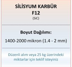 Silisyum Karbür F12 - SiC - 1400-2000 mikron 25 kg