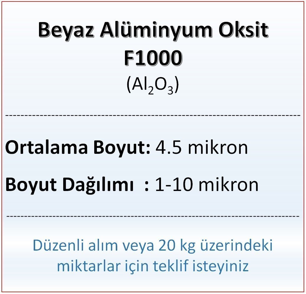 Alüminyum Oksit F1000 - Al2O3 - 4.5 mikron 10 kg