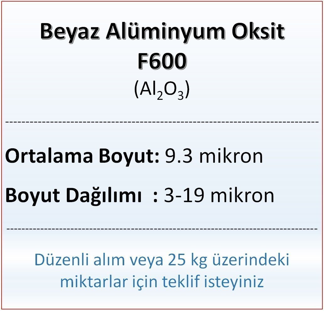 Alüminyum Oksit F600 - Al2O3 - 9.3 mikron 10 kg