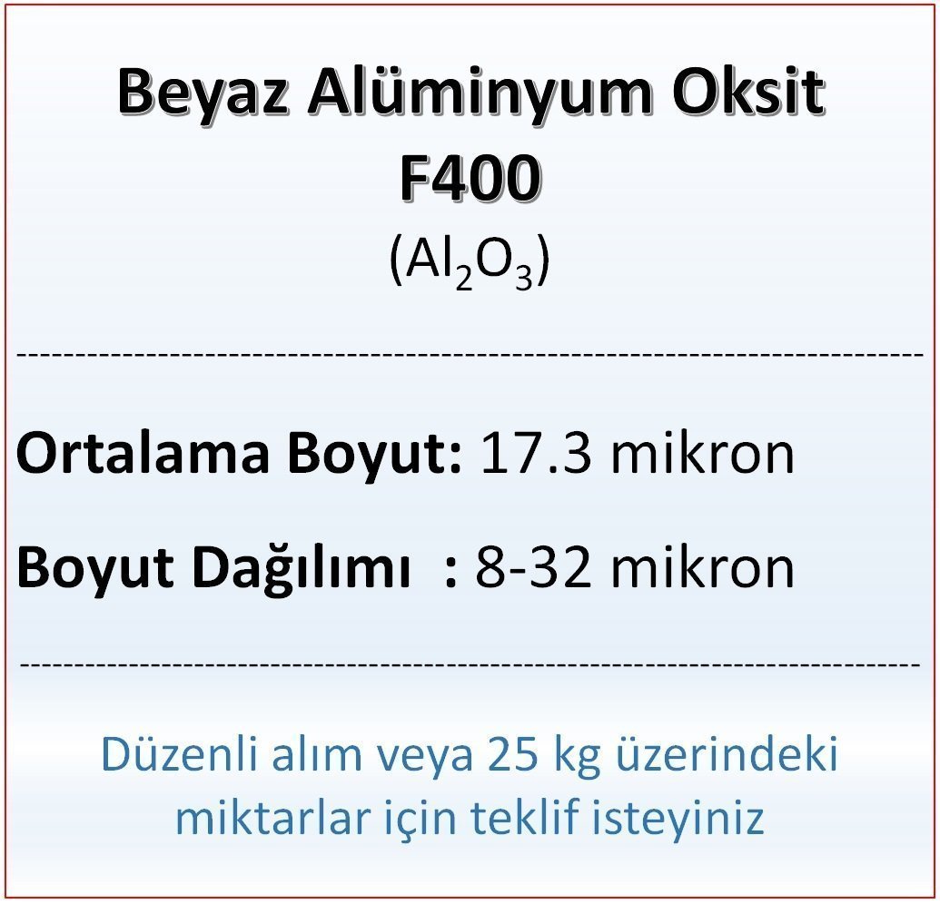 Alüminyum Oksit F400 - Al2O3 - 17.3 mikron 500 gram
