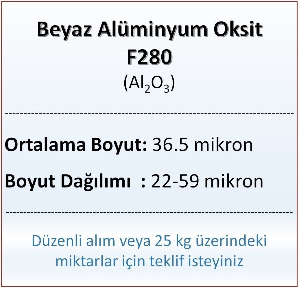 Alüminyum Oksit F280 - Al2O3 - 36.5 mikron 25 kg