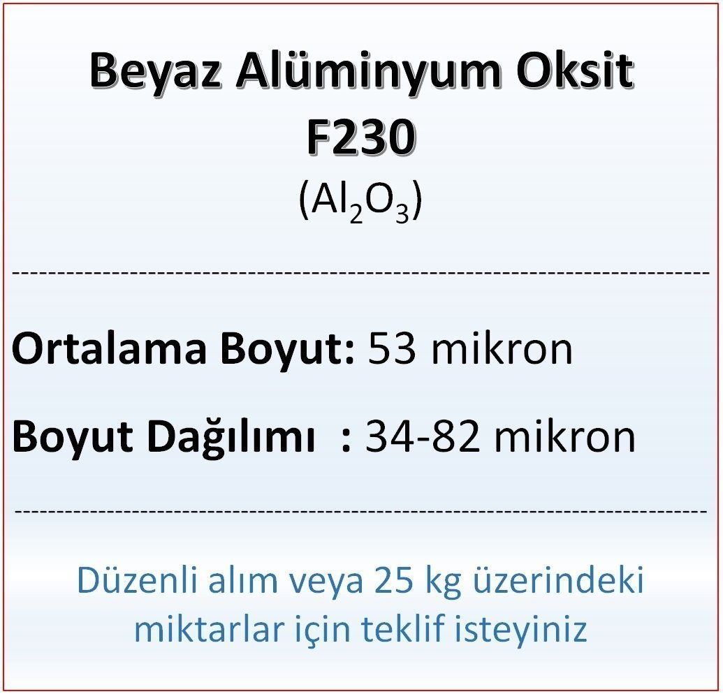 Alüminyum Oksit F230 - Al2O3 - 53 mikron 5 kg