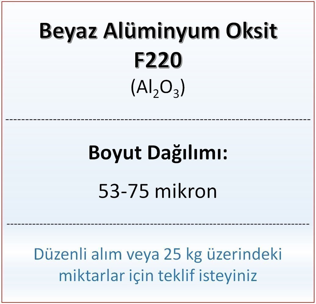 Alüminyum Oksit F220 - Al2O3 - 53-75mikron 10 kg
