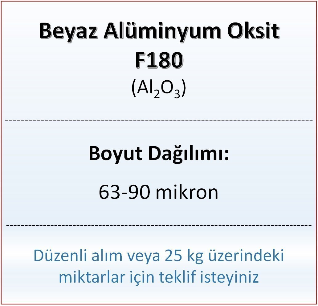 Alüminyum Oksit F180 - Al2O3 - 63-90mikron 5 kg