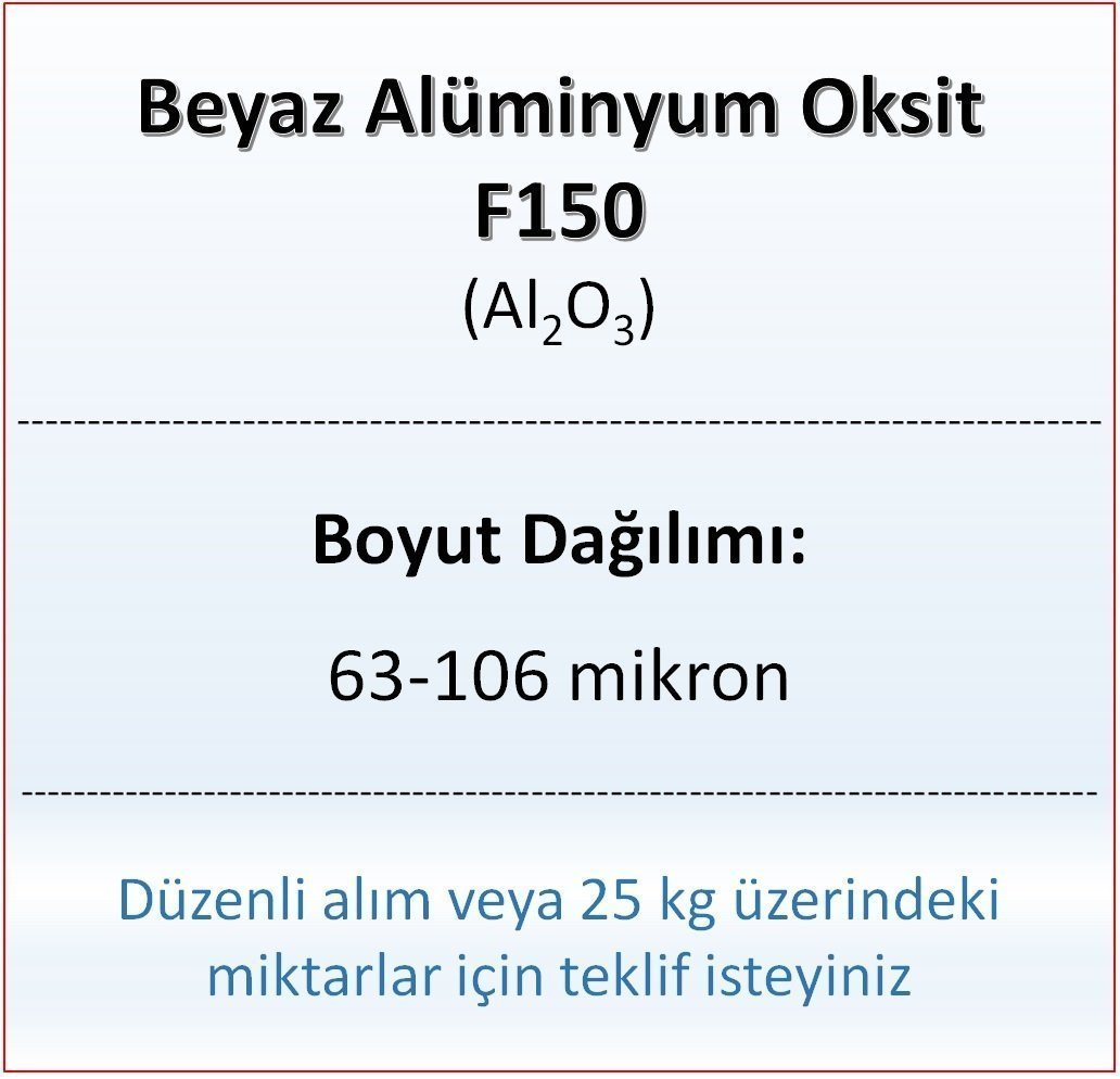 Alüminyum Oksit F150 - Al2O3 - 63-106mikron 10 kg