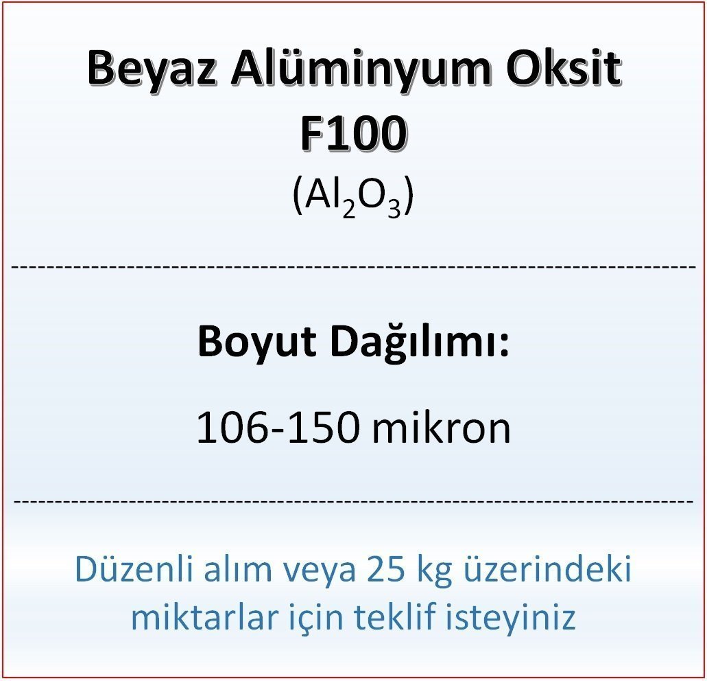 Alüminyum Oksit F100 - Al2O3 - 106-150mikron 25 kg