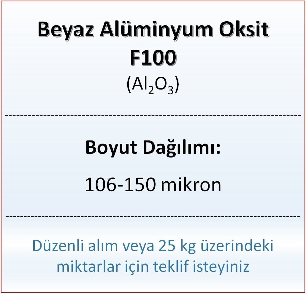 Alüminyum Oksit F100 - Al2O3 - 106-150mikron 5 kg