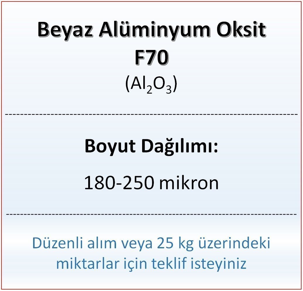 Alüminyum Oksit F70 - Al2O3 - 180-250mikron 1 kg
