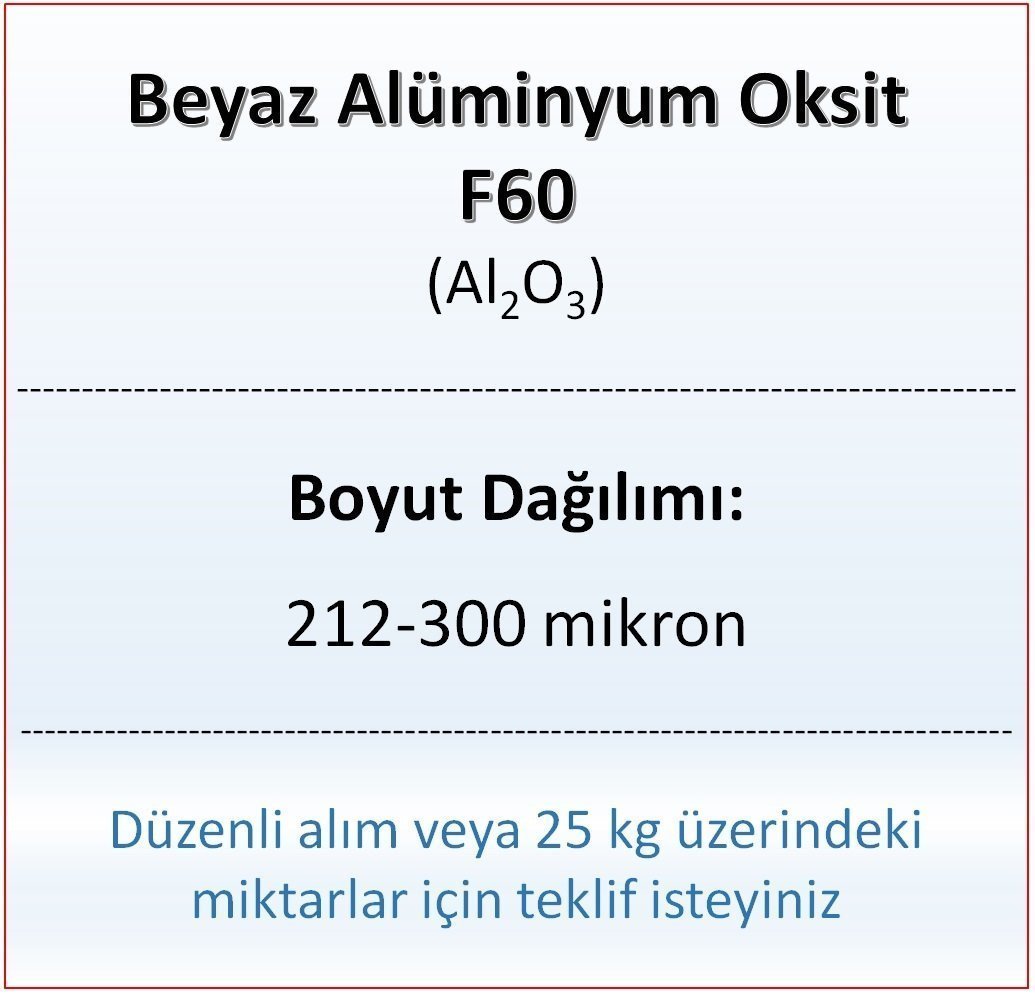 Alüminyum Oksit F60 - Al2O3 - 212-300mikron 1 kg