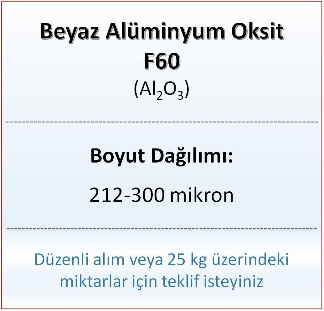 Alüminyum Oksit F60 - Al2O3 - 212-300mikron 500 gram
