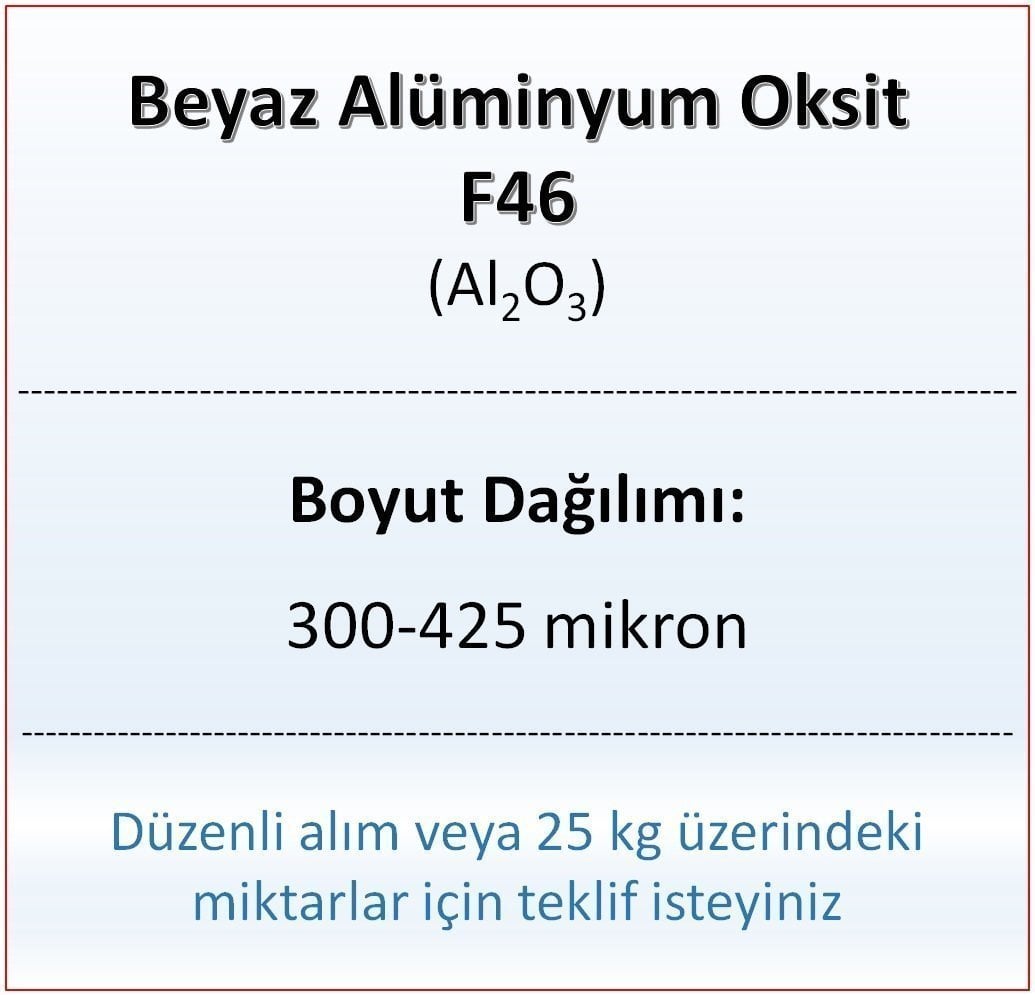 Alüminyum Oksit F46 - Al2O3 - 300-425mikron 25 kg