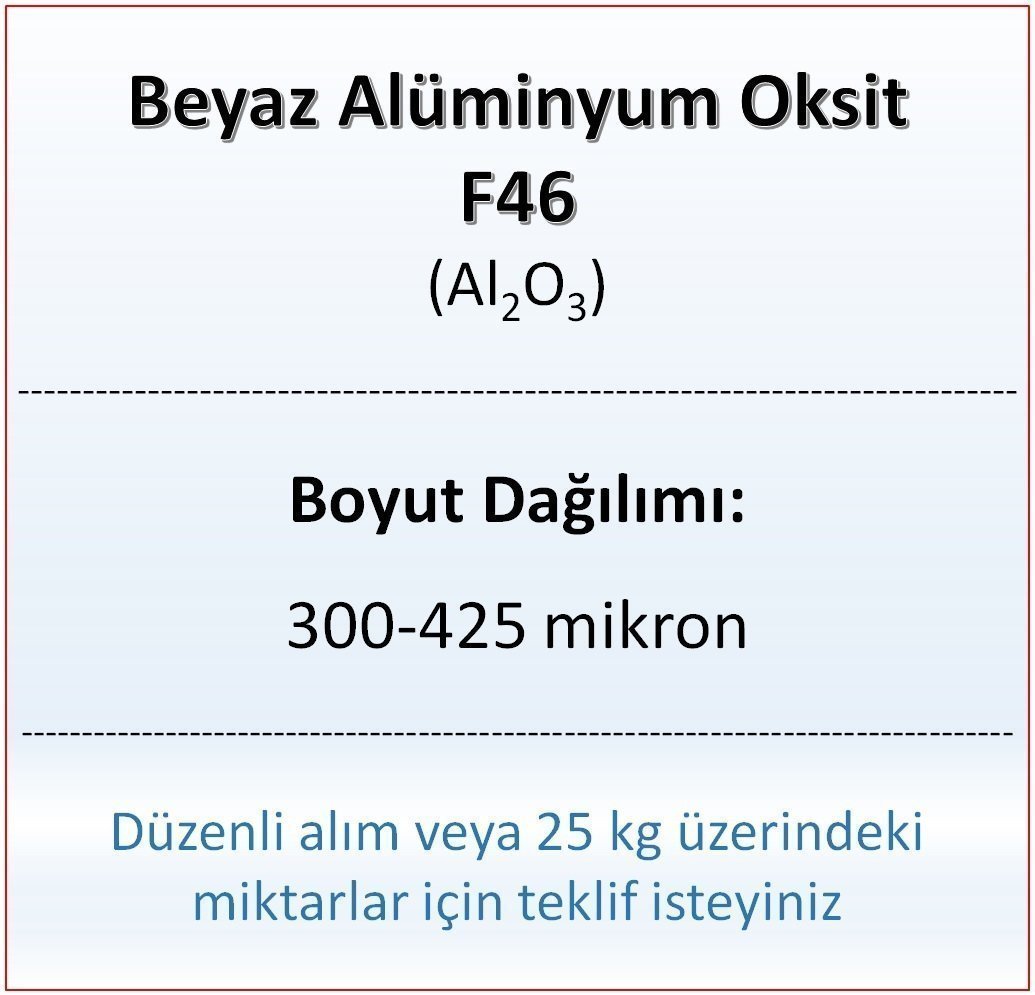Alüminyum Oksit F46 - Al2O3 - 300-425mikron 5 kg