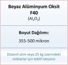 Alüminyum Oksit F40 - Al2O3 - 355-500mikron 25 kg