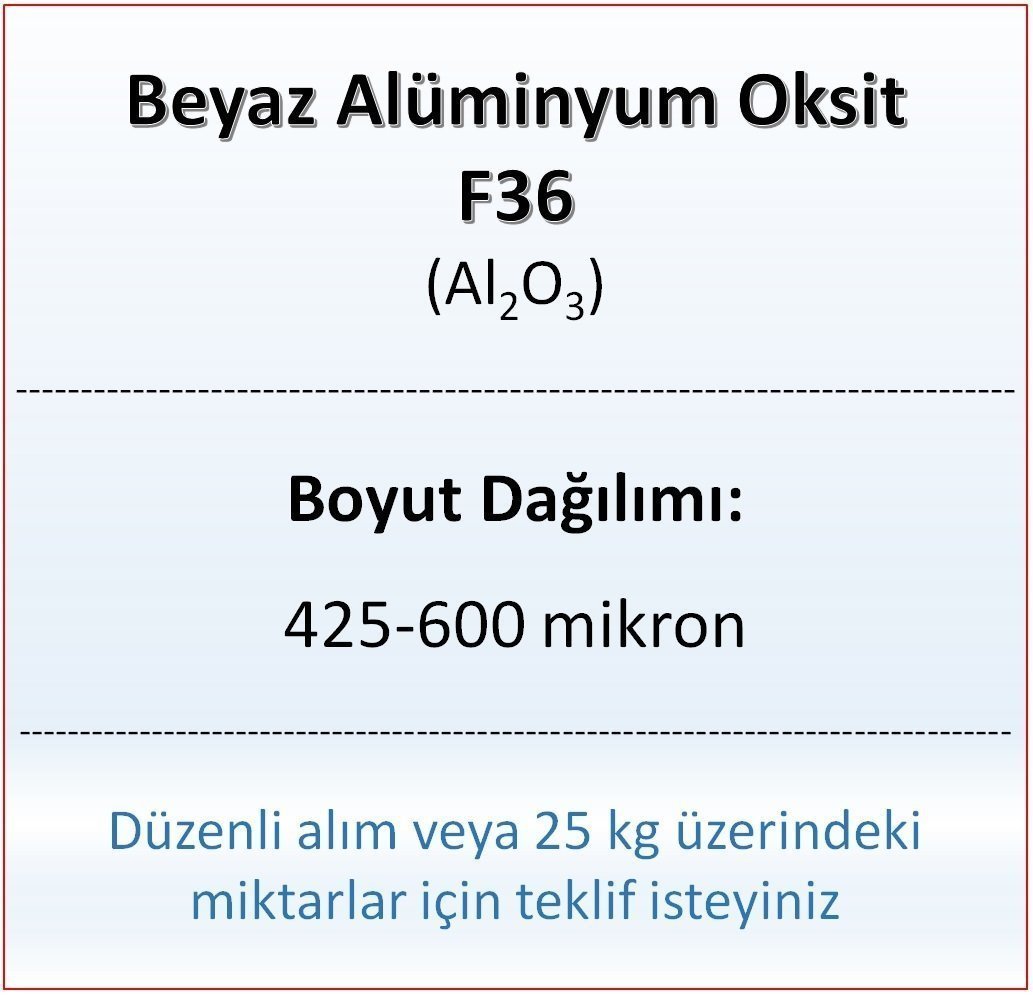 Alüminyum Oksit F36 - Al2O3 - 425-600mikron 10 kg