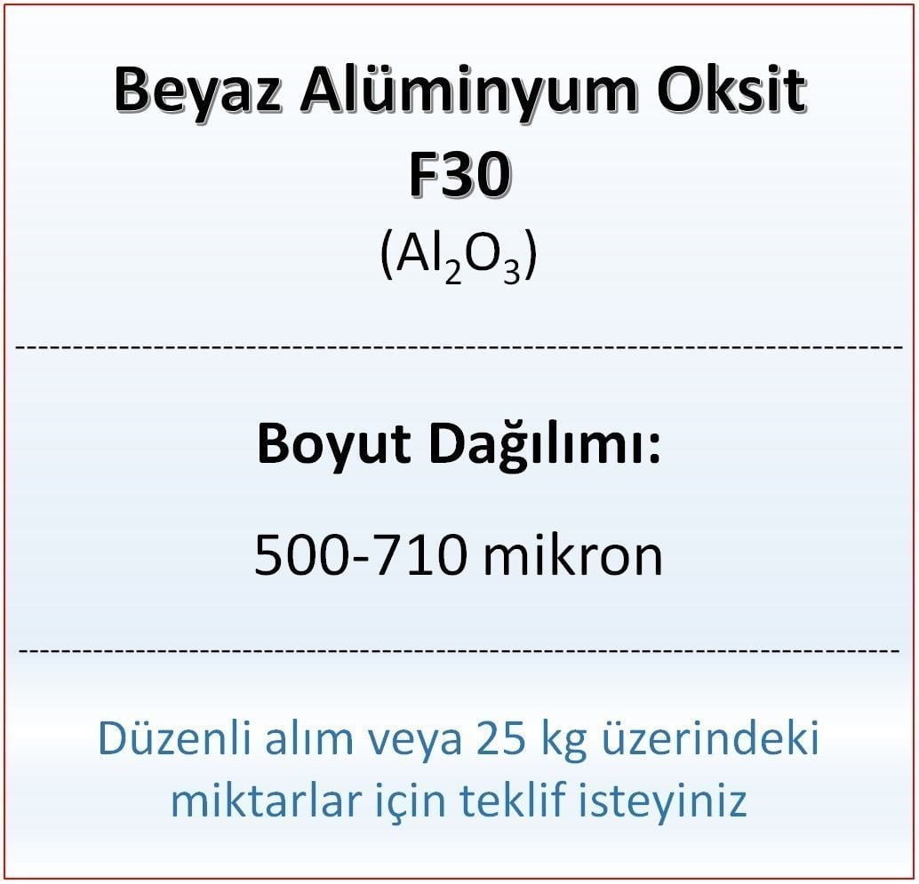 Alüminyum Oksit F30 - Al2O3 - 500-710mikron 1 kg