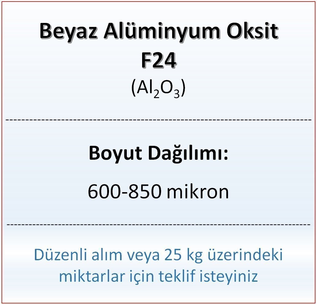 Alüminyum Oksit F24 - Al2O3 - 600-850mikron 10 kg