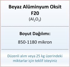 Alüminyum Oksit F20 - Al2O3 - 850-1180mikron 1 kg