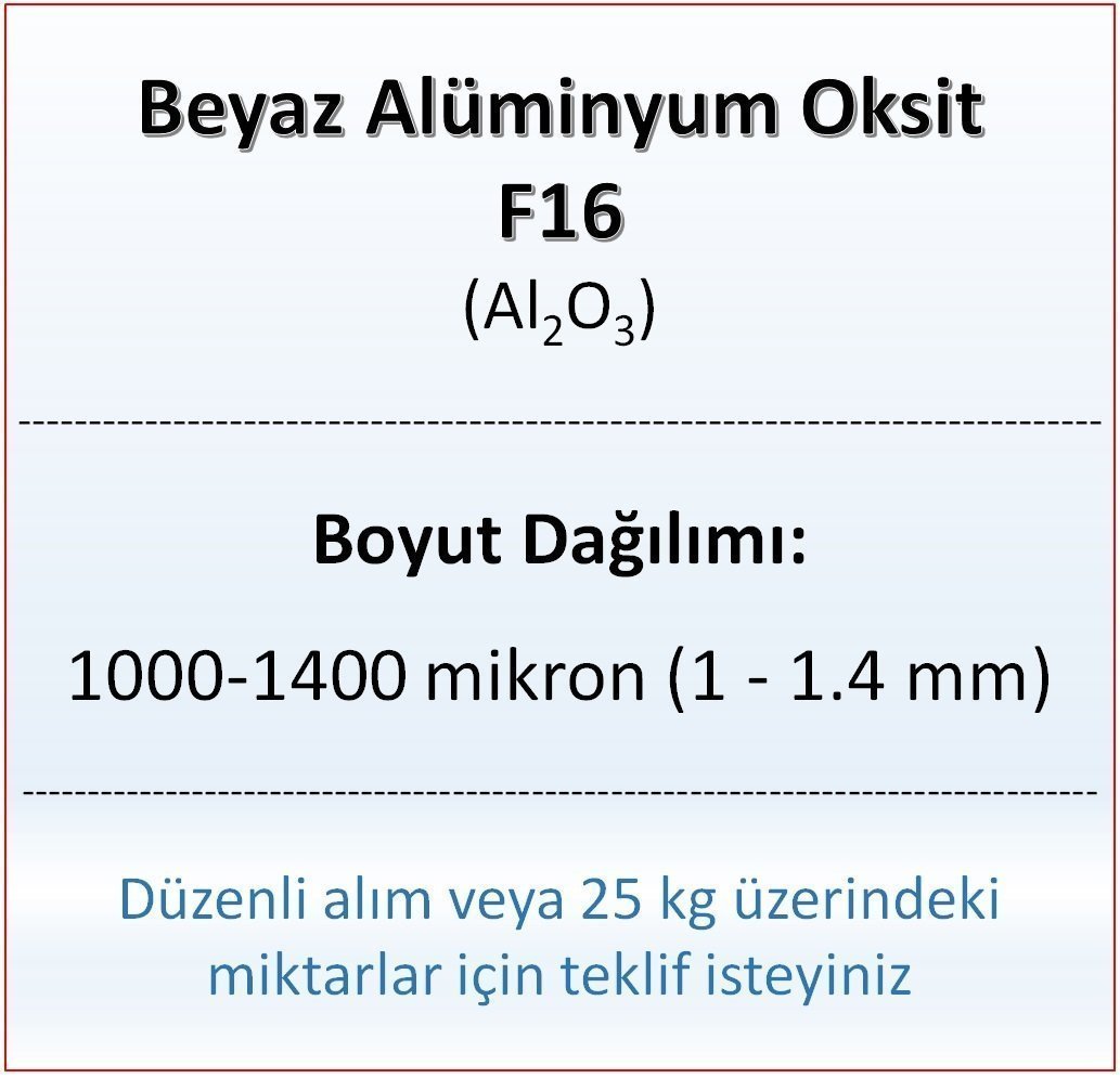 Alüminyum Oksit F16 - Al2O3 - 1000-1400mikron 1 kg