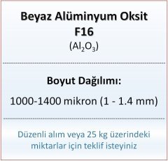 Alüminyum Oksit F16 - Al2O3 - 1000-1400mikron 25 kg