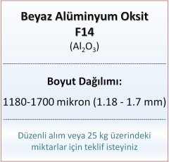 Alüminyum Oksit F14 - Al2O3 - 1180-1700mikron 10 kg