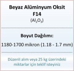 Alüminyum Oksit F14 - Al2O3 - 1180-1700mikron 500 gram