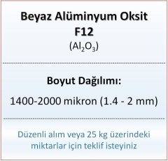 Alüminyum Oksit F12 - Al2O3 - 1400-2000mikron 25 kg