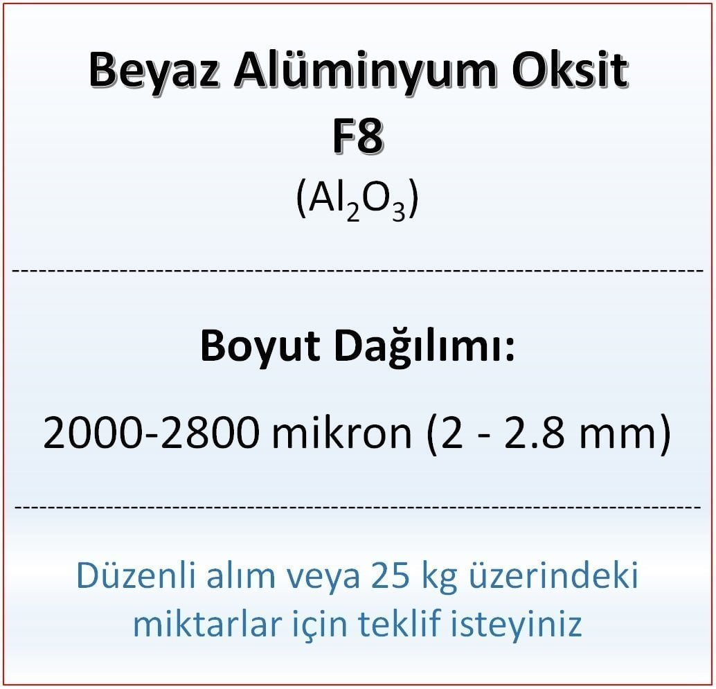 Alüminyum Oksit F8 - Al2O3 - 2000-2800mikron 10 kg