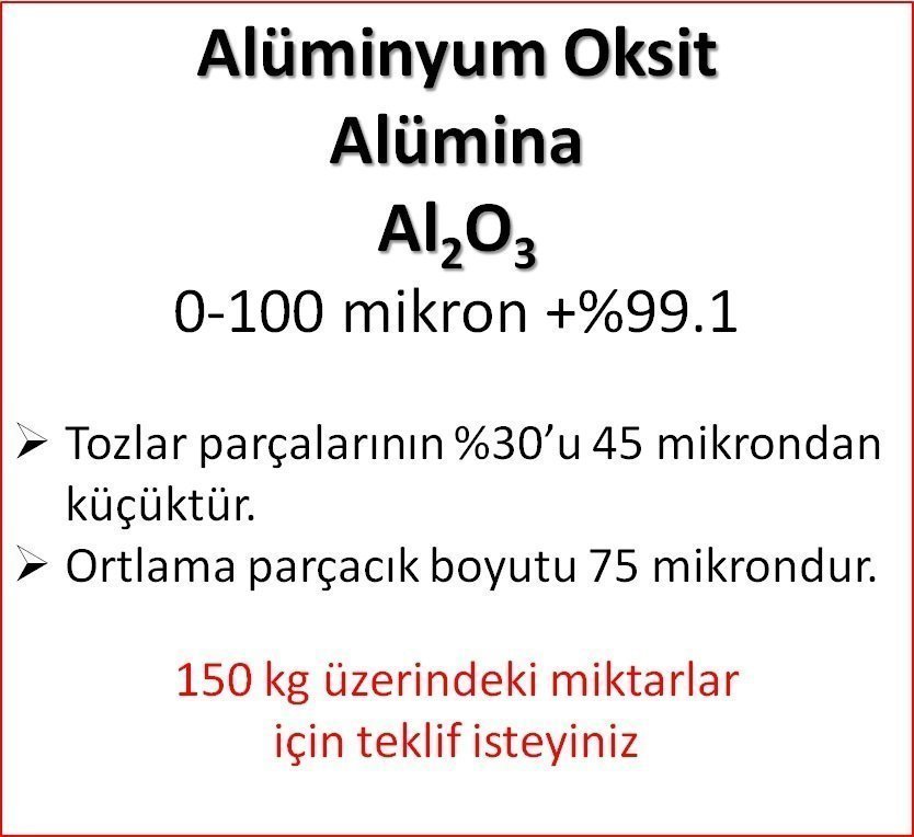 Alüminyum Oksit (Alümina) 0-100 mikron 100 kg